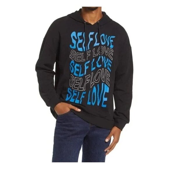 NWT BP Black Sweatshirt with Blue Self Love Graphic - Size: Large - Picture 1 of 7